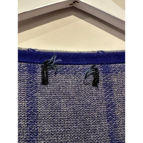 Cynthia Rowley Grey Blue 3/4 Sleeve Checkered Knit Pullover Sweater Work Office - Picture 4 of 8